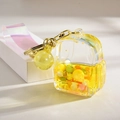 Porte-clés liquide jaune en forme de cartable avec perles colorées et lanière laser - Style Corde Bonbons Jaune Citron