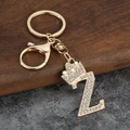 Porte-clés lettre Z doré avec couronne et strass brillants pour sacs à main - Style Lettre Z avec Couronne (Z)