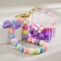 Porte-clés sac à dos acrylique violet mignon avec perles colorées et nœud violet - Style Chaîne Bonbons Violet
