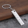Mini stainless steel 6cm measuring ruler keychain with accurate laser scale - Silver