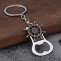 Vintage Bronze Schiffslenker Schlüsselanhänger mit funktionalem Metall Flaschenöffner - Antik Rot