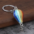 Colorful striped hot air balloon keychain with Kapadokya text and metal basket pendant - Striped Splicing Style (002)