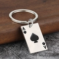 Pik-Ass Schlüsselanhänger aus Metall mit poliertem Finish und schwarzem Poker-Design - Pik-Ass / Schwarz