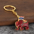 Portachiavi con elefante tailandese colorato in smalto rosso e placcatura in oro lucido - Rosso