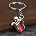 3D simulation golf club bag keychain made of polished silver zinc alloy and red honeycomb - Silver Red