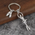 Portachiavi ballerina in argento con ciondoli a forma di danzatrice e scarpette - Argento