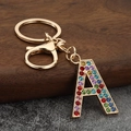 Portachiavi con lettera A in strass colorati con moschettone dorato per borse - Lettera A
