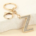 Luxury gold letter Z keychain with sparkling crystal rhinestones and lobster clasp - Letter Z