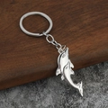 Prachtige metalen 3D dolfijn sleutelhanger voor auto-accessoires en oceaan cadeaus - Zilver