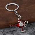 Llavero de lámpara mágica de Aladino tradicional en esmalte rojo con cristales brillantes - Plata & Rojo
