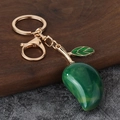 Portachiavi creativo a forma di mango verde con anello dorato e chiusura a moschettone - Mango Verde + Ferramenta Oro (KC Verde)