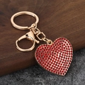 Porte-clés cœur en cristal rouge scintillant avec anneau doré et fermoir mousqueton - Zircon Rouge