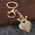 Luxe gouden hartkroon sleutelhanger met kristallen voor handtassen en mooie geschenken - Kroon Witte Strass