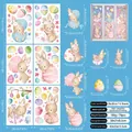 Size chart for 6 Easter bunny static window clings showing precise dimensions of 79 pieces - Easter Bunny Egg Set (FHJ2648) / 20cm*30cm*6 Sheets
