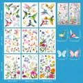 Detailansicht der 49 bunten Kolibri und Schmetterling Fensterbilder im 9er-Set - Frühlingskolibri-Schmetterling (CJ2603) / Set mit 9 Blatt (20x30 cm)