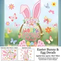 Vista detallada de pegatinas estáticas de Pascua con conejos, huevos y flores de colores - 30cm*40cm / Pegatina Estática de Pascua (FHJ2645)