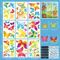 Detalle de 9 hojas de pegatinas de mariposas arcoíris con impresión a doble cara - Adhesivo Estático de Primavera (CJ2607) / 20cm*30cm*9 Hojas (67 Piezas)