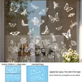 Close-up of white butterfly and flower window clings with 30x60cm dimensions - 30cm*60cm*2 Sheets (CJ2615AB)