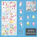 Set di 6 adesivi pasquali bifacciali con coniglietti e uova colorate per decorare vetrate - Adesivo Statico di Pasqua FHJ2631 / 20cm*30cm*6 Fogli (57 Pezzi)