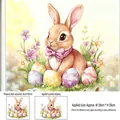 Detailed size specifications for watercolor Easter bunny and floral egg window stickers - Easter Bunny and Eggs (FHJ2662) / 30cm*30cm*1 Sheet (opp bag)
