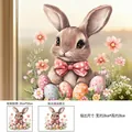 Dettaglio di adesivi pasquali con un simpatico coniglio e uova colorate su foglio 30x30cm - Coniglietto di Pasqua Uovo (FHJ2660) / 30cm*30cm