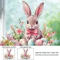 Close-up of Easter window clings showing bunny and eggs with 30x30cm size specs - Easter Rabbit Flower (FHJ2661)