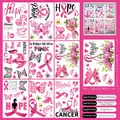 Pink ribbon static window clings set featuring butterflies and motivational breast cancer awareness phrases - Breast Cancer Awareness Static Sticker / 20cm*30cm*9 Sheets