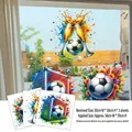 Detailed 3D watercolor football and champagne wall stickers with layout dimensions - Soccer Champagne Goal 3-Piece Set (ZQ2610ABC) / 30cm*30cm*3Sheets (OPP Bag)