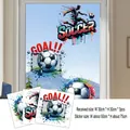 Detailed size specifications for soccer theme graffiti window stickers and dimensions - Square Combo Set / Soccer World Cup Theme