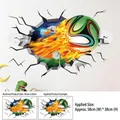 Detailed 3D soccer wall sticker layout with sheet size 40x60cm and finished size 58x38cm - 3D Fire Football Style (ZQ2602) / 40cm*60cm