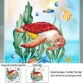 Dimensioni dettagliate dell'adesivo murale tartaruga marina e pesci tropicali acquerello - 30cmx30cm (1 Foglio) / Stile Tartaruga Marina Rossa e Alghe (CH33077)