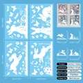 Easter bunny window clings set featuring white rabbits and eggs in a 4-sheet sticker pack - Easter Bunny Set (FHJ2665)