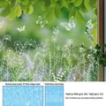 Detalle de pegatinas blancas de mariposas y flores para cristal, medidas 58x37cm - 1 Hoja