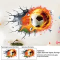 Détails du sticker mural 3D football en feu avec dimensions réelles et taille de l'effet - 3D Football en Feu Mur Cassé (ZQ2603) / 40cm*60cm*1 Feuille (Rouleau de Coton)