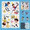 Detalle de 4 hojas de pegatinas electrostáticas fútbol 2026 con niños y trofeos animados - Copa del Mundo de Fútbol (ZQ2616) / 30x20cm X 4 hojas