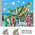 Detailed view of sea turtle and coral wall stickers with dimensions 30x30cm - Green Turtle Sea Patrol (CH33078) / 30cm*30cm*1 Sheet