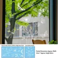 Pegatinas estáticas para ventanas de mariposas y flores blancas en tamaño 30x60cm para hogar - 1 Hoja (Rollo de bastoncillo de algodón) / Línea de flores y pájaros blancos (CJ2621)