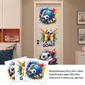Detailed view of 3D football wall stickers with beer and shoes on a home door - Casual Soccer Collage Style (ZQ2609ABC)