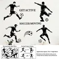 Vue détaillée des stickers muraux foot avec dimensions de mise en page et guide DIY - Silhouette de Sport de Football (ZQ2620) / 60cm*40cm
