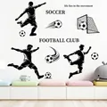 Close-up of 40x60cm black PVC football wall stickers with soccer player silhouettes - Multi-pose Soccer Silhouettes (ZQ2621)