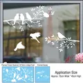 Detail van raamstickers met witte vogels en takken in een 30x60cm lay-out formaat - 30cm*60cm*1 Vel (Schuimrol) / Wit