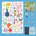 Dettaglio di 4 fogli di adesivi statici per finestre con farfalle e fiori e dimensioni - Fiori di Primavera e Farfalla (CJ2631) / 30cmx20cm (Set da 4)