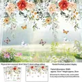 Floral wall decal set with colorful flowers and butterflies in 55x26cm finished size - 2 Sheets Set (CH33104) / 30*30cm