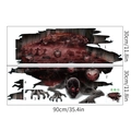 Detailed Halloween wall decal layout with glowing pumpkins, skulls, and eerie graveyard - Halloween Pumpkin Skeleton Blood Hand (CH39009) / 30CM*90CM*2