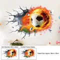 3D football breaking wall sticker with orange fire and green grass effect 40x60cm - 3D Broken Wall Soccer with Flame (ZQ2603)