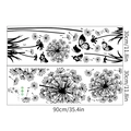 Set di due adesivi murali con denti di leone e farfalle, layout nero da 30x90cm cadauno - Soffione (CH39008) / 30*90cm*2pz