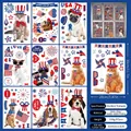 Detail view of American Independence Day static window clings featuring festive cats and dogs - Patriotic Pets