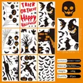 Detail of 9-sheet Halloween window clings showing 87 pumpkin and ghost static stickers - W05 (Black & Orange Scary Style - 87 Pcs)