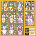 9 sheets Easter window stickers set with 167pcs cartoon bunnies and colorful eggs - Easter Gnome Sticker Set (FHJ23003) / 20*30cm*9 Sheets