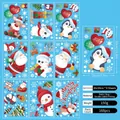 Detail view of 9 sheets of Christmas window stickers with Santa and reindeer designs - Christmas Cartoon 9 Sheets Set (SD23005)